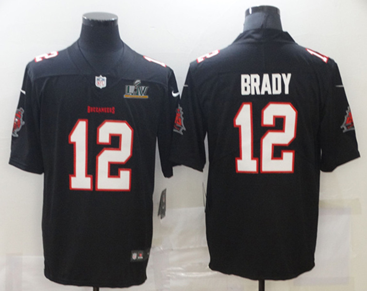 Men's Tampa Bay Buccaneers #12 Tom Brady New Black NFL 2021 Super Bowl LV Limited Stitched Jersey